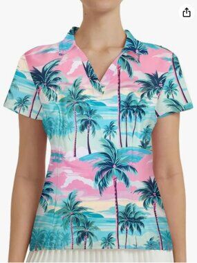 NWT EGELEXY Tropical Palm Tree Golf Polo – Size Extra Large Brand New